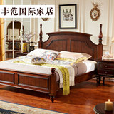 简约欧式实木双人床 美式乡村床 简约现代真皮实木床1.8米1.5米