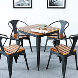 美式铁艺实木餐桌椅咖啡店西餐厅桌椅组合休闲桌正方形小四方桌子
