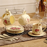 时尚创意陶瓷咖啡杯碟勺子套装客厅大厅茶几下午茶杯送礼结婚礼物