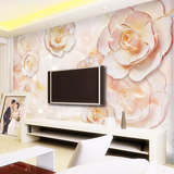 3D立体墙纸壁画现代简约花卉玫瑰无纺布墙布客厅电视背景墙壁纸
