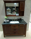 欧式美式橡木卫浴柜大理石洗漱台柜卫生间实木橡木浴室柜镜柜组合