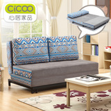 小户型日式沙发床 可折叠1.5米1.8米1.2米双人推拉实木布艺多功能