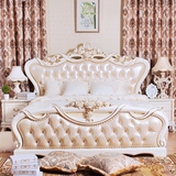 卡列罗家具 欧式双人1.8米卧室奢华真皮大床雕花婚床欧式实木床