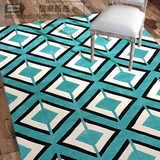 欧美蓝色宜家地毯客厅 湖蓝色沙发门厅地毯1.6*2.3米腈纶地毯现货