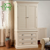 美式乡村橡木2门全实木白色衣柜简约小户型卧室储物柜地中海衣橱