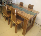 简约现代长方形餐桌椅组合全实木家用饭桌香樟木6人桌子椅子定制