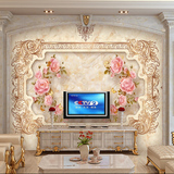 电视背景墙墙纸3d壁画立体简约欧式浮雕 客厅沙发卧室玫瑰花壁纸