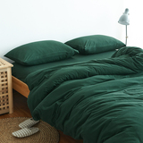 日式天竺棉四件套简约良品墨绿纯色被套床上用品床笠床单全棉婴儿