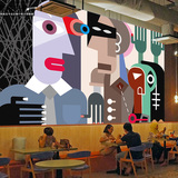 大型创意个性抽象音乐朋克咖啡厅酒吧KTV餐厅背景墙纸壁画布壁纸