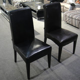 餐椅子简约全实木现代餐厅胡桃色黑色米白色真皮酒店欧式咖啡凳子