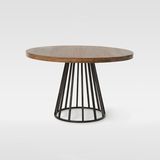 个性美式实木做旧大圆桌餐桌工业家具宜家创意铁艺复古餐桌椅圆几