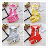 宝宝春装套装男婴儿衣服2016春季女童装韩版卫衣三件套0-1-2-3岁