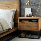 美式LOFT高档床头柜复古铁艺实木床头柜家具边几电话桌茶几小边柜