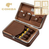 COHIBA高希霸 真皮便携雪茄盒 雪松木保湿套装配雪茄剪刀+打火机