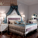 欧式新古典白色卧室公主床 奢华卧室双人布艺床 高档家居布艺床