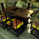 红木家具原木小叶红酸枝微凹黄檀茶台茶几桌椅组合一桌五椅