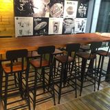 美式loft星巴克桌椅铁艺实木长条吧台桌咖啡厅桌酒吧桌高脚餐桌椅