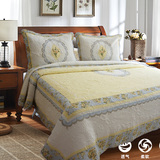 低调奢华精品绣花纯棉水洗绗缝被 全棉床盖 床单空调被多功能盖毯