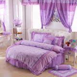 淑女紫色情怀蕾丝公主圆床床裙四件套(可订做其他尺寸和床笠款)