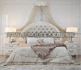法式实木双人床 欧式雕花婚床 新古典白色做旧意大利风格家具定制