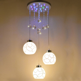 简约现代LED水晶餐厅灯三头玻璃创意书房装饰吊灯圆形卧室小吊灯