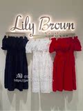 9折 日本代购Lily Brown 春款 一字肩褶边连衣裙LWFO162014