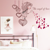 女孩人物可爱心形墙贴纸卧室墙上欧式儿童房间床头墙壁贴画装饰品