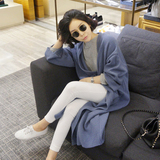 2016秋季新款韩版针织毛衣外套中长款过膝宽松大码显瘦纯色开衫女