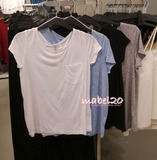HM H&M香港深圳专柜代购新款女装白色单胸口袋DIVIDED圆领短袖T恤
