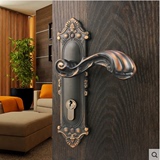 泰好铜锁室内美式门锁黑色仿古卧室纯铜房门锁欧式全铜门锁SM5205