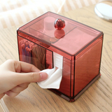 韩国棉签盒塑料化妆棉盒化妆品收纳盒透明 韩式公主储物盒有盖