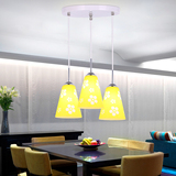 三头吊灯 餐厅灯现代简约LED餐吊灯黄色铁艺单头灯具饭厅吧台灯