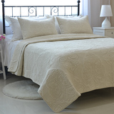 【奢华】欧式床盖 夹棉刺绣绗缝被三件套 水洗盖被 春秋被
