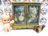 古董娃娃 日本产 芭蕾舞女孩油画音乐盒 娃娃柜子 展示柜