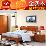 简约现代中式婚床全实木床1.5米成人大床1.8米双人床高箱床储物床