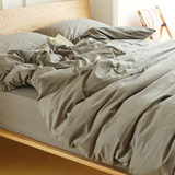 8502~日式无印良品素色水洗棉床品四件套纯棉床笠被套床上用品