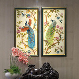 花鸟画油画新古典家居装饰画手绘中式客厅餐厅挂画动物欧式孔雀图