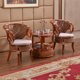 藤匠  藤椅三件套藤艺编织藤椅子客厅单人休闲藤椅茶几组合三件套