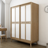 现代简约实木衣柜北欧白蜡木衣柜日式卧室移门推拉门木质储物衣柜