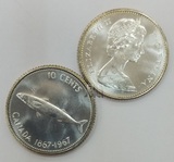 东门收藏 加拿大钱币1967年伊丽莎白10分一角银币 大西洋鲭鱼全新