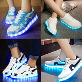 LED充电发亮鞋男荧光鞋情侣鞋鬼步舞鞋11彩发光女鞋USB夜光鞋亮光