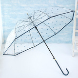 日系学生雨伞女韩国小清新创意透明长柄伞自动个性成人直柄伞加固