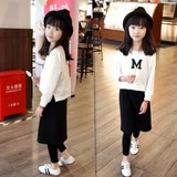 女童长袖套装2016春装新款韩版儿童字母卫衣+裙裤两件套 当季热卖