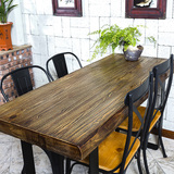 美式复古原木桌子长方形实木餐桌简约吃饭桌木桌休闲桌餐桌椅组合