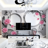 欧素现代简约客厅电视背景墙欧式壁纸3d立体无纺布墙纸壁画玫瑰花
