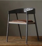 美式铁艺餐椅背靠椅咖啡椅办公椅 复古实木电脑椅沙发椅单人椅子