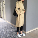 YUOTA 2016秋季女装外套女韩版中长款双排扣长袖修身显瘦风衣薄款