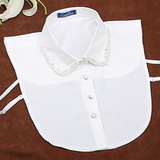 春季夏季假领子女百搭时尚假领白色水钻衬衫假衣领衬衣雪纺装饰领