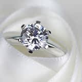 正品代购 蒂芙尼戒指 Tiffany六爪钻戒 18k铂金镶钻订婚情侣对戒