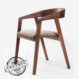 实木餐椅软包椅美式实木椅办公椅圆弧形靠背椅欧式书桌椅子扶手椅